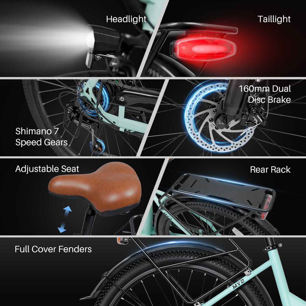 Bicicleta Elétrica Likebike MY2 Modelo Passante 26 Polegadas para Adultos, E-bike de Deslocamento Diário Certificada UL 2849