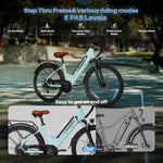 Bicicleta Elétrica Likebike MY2 Modelo Passante 26 Polegadas para Adultos, E-bike de Deslocamento Diário Certificada UL 2849