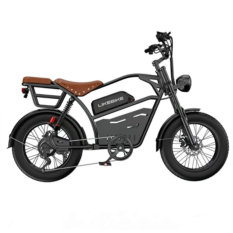 Likebike Bicicleta Elétrica Retrô com Banco Traseiro e Pneus Largos U9